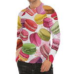 French Macaron Pattern Print Men's Long Sleeve Rash Guard