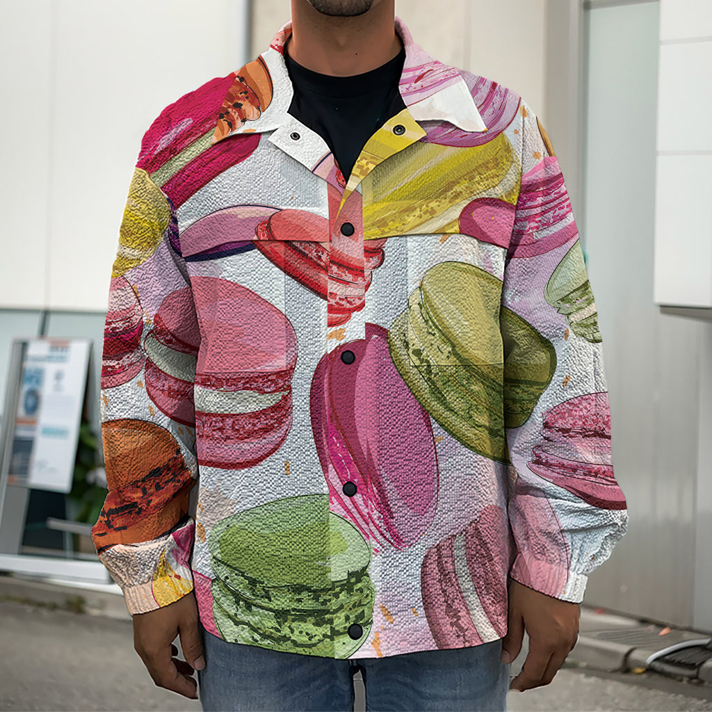 French Macaron Pattern Print Men's Shirt Jacket