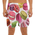 French Macaron Pattern Print Men's Split Running Shorts