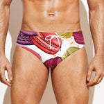 French Macaron Pattern Print Men's Swim Briefs