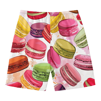French Macaron Pattern Print Men's Swim Trunks