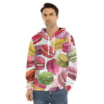 French Macaron Pattern Print Men's Velvet Pullover Hoodie