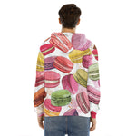 French Macaron Pattern Print Men's Velvet Pullover Hoodie