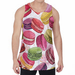 French Macaron Pattern Print Men's Velvet Tank Top