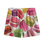 French Macaron Pattern Print Mesh Shorts