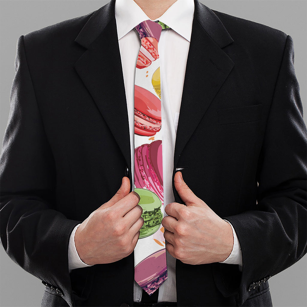 French Macaron Pattern Print Necktie