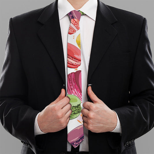 French Macaron Pattern Print Necktie