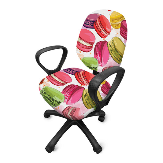 French Macaron Pattern Print Office Chair Cover