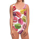 French Macaron Pattern Print One Piece Swimsuit