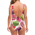 French Macaron Pattern Print One Piece Swimsuit