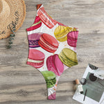 French Macaron Pattern Print One Shoulder Bodysuit