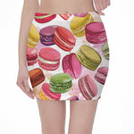 French Macaron Pattern Print Pencil Mini Skirt