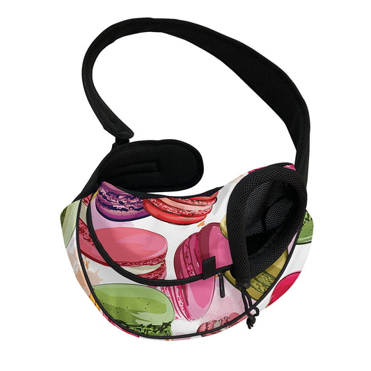 French Macaron Pattern Print Pet Sling Carrier