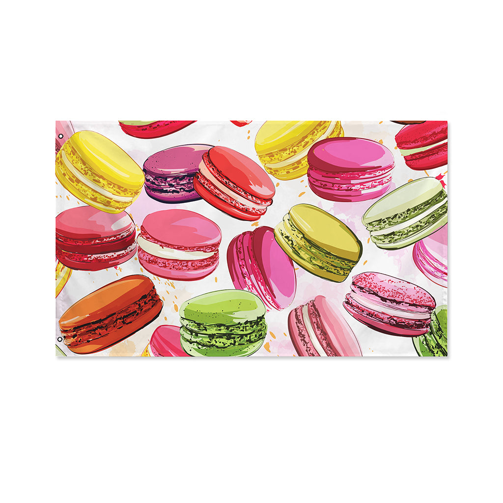 French Macaron Pattern Print Polyester Flag