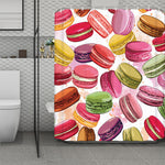 French Macaron Pattern Print Polyester Shower Curtain