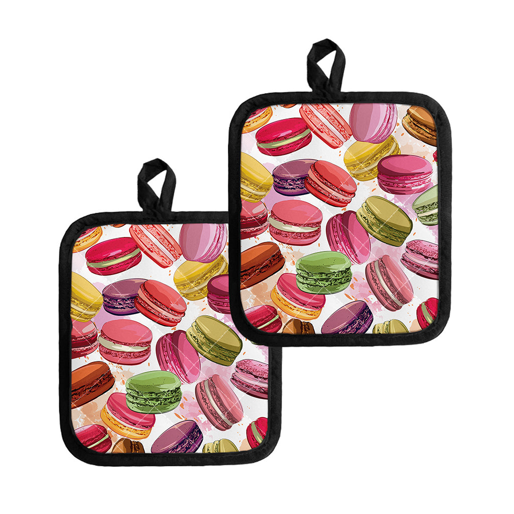 French Macaron Pattern Print Pot Holders