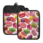 French Macaron Pattern Print Pot Holders With Pocket