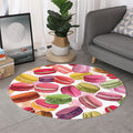 French Macaron Pattern Print Round Rug