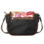French Macaron Pattern Print Saddle Bag