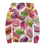 French Macaron Pattern Print Sherpa Lined Zip Up Hoodie
