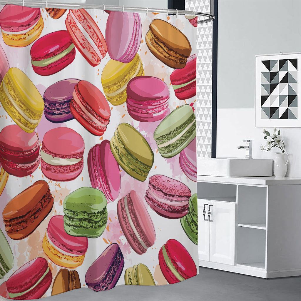 French Macaron Pattern Print Shower Curtain