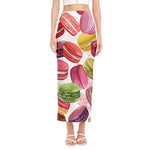 French Macaron Pattern Print Side Slit Maxi Skirt