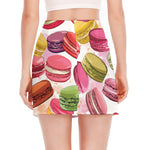 French Macaron Pattern Print Side Slit Mini Skirt