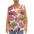 French Macaron Pattern Print Sleeveless Baseball Jersey