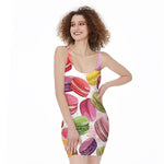 French Macaron Pattern Print Sleeveless Bodycon Dress