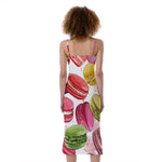 French Macaron Pattern Print Slim Fit Midi Cami Dress