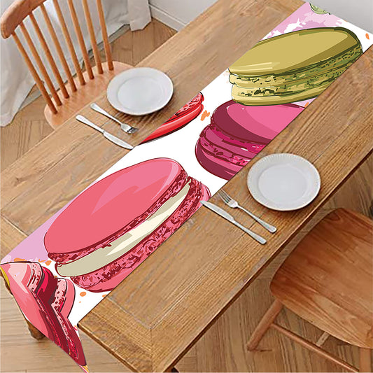 French Macaron Pattern Print Table Runner