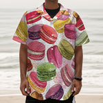 French Macaron Pattern Print Textured Short Sleeve Shirt