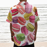 French Macaron Pattern Print Textured Short Sleeve Shirt