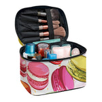 French Macaron Pattern Print Travel Makeup Bag