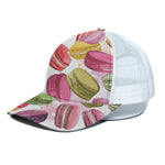French Macaron Pattern Print White Mesh Trucker Cap