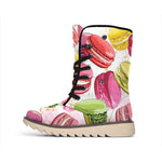 French Macaron Pattern Print Winter Boots