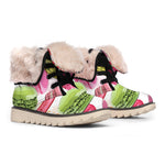 French Macaron Pattern Print Winter Boots