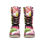 French Macaron Pattern Print Winter Boots
