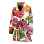 French Macaron Pattern Print Women's Bathrobe