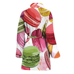 French Macaron Pattern Print Women's Bathrobe