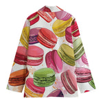 French Macaron Pattern Print Women's Blazer