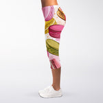 French Macaron Pattern Print Women's Capri Leggings