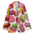 French Macaron Pattern Print Women's Cotton Blazer