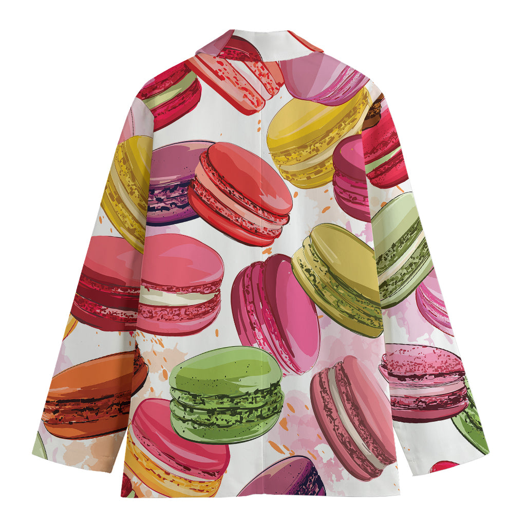French Macaron Pattern Print Women's Cotton Blazer