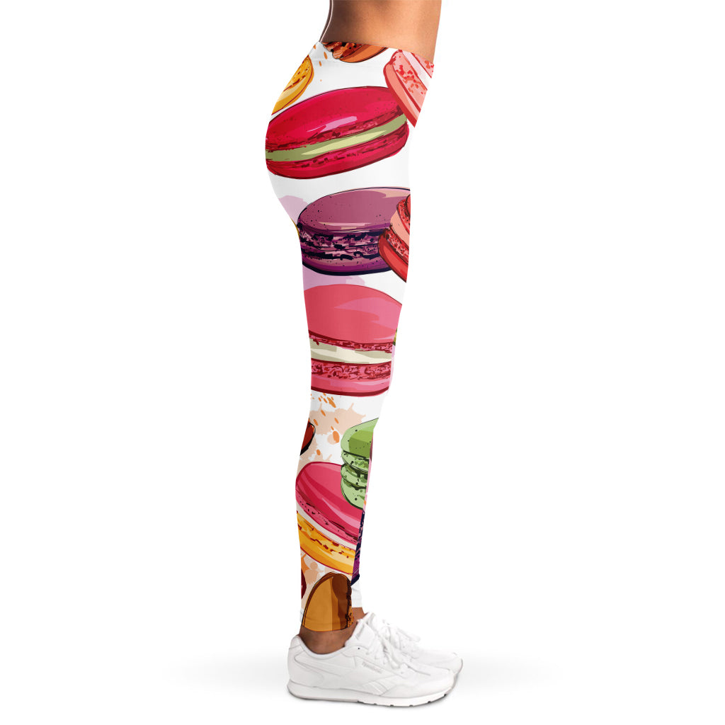 French Macaron Pattern Print Women's Leggings