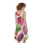 French Macaron Pattern Print Women's Sleeveless Dress