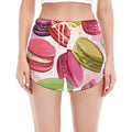 French Macaron Pattern Print Women's Split Running Shorts