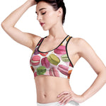 French Macaron Pattern Print Women's Sports Bra