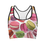 French Macaron Pattern Print Women's Sports Bra