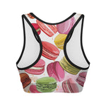 French Macaron Pattern Print Women's Sports Bra